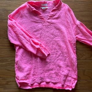 C&C California 100% Linen hot pink shirt size medium